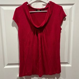 POPULATION Women’s Short Sleeve Scoop Neck Blouse Top - red, size S
